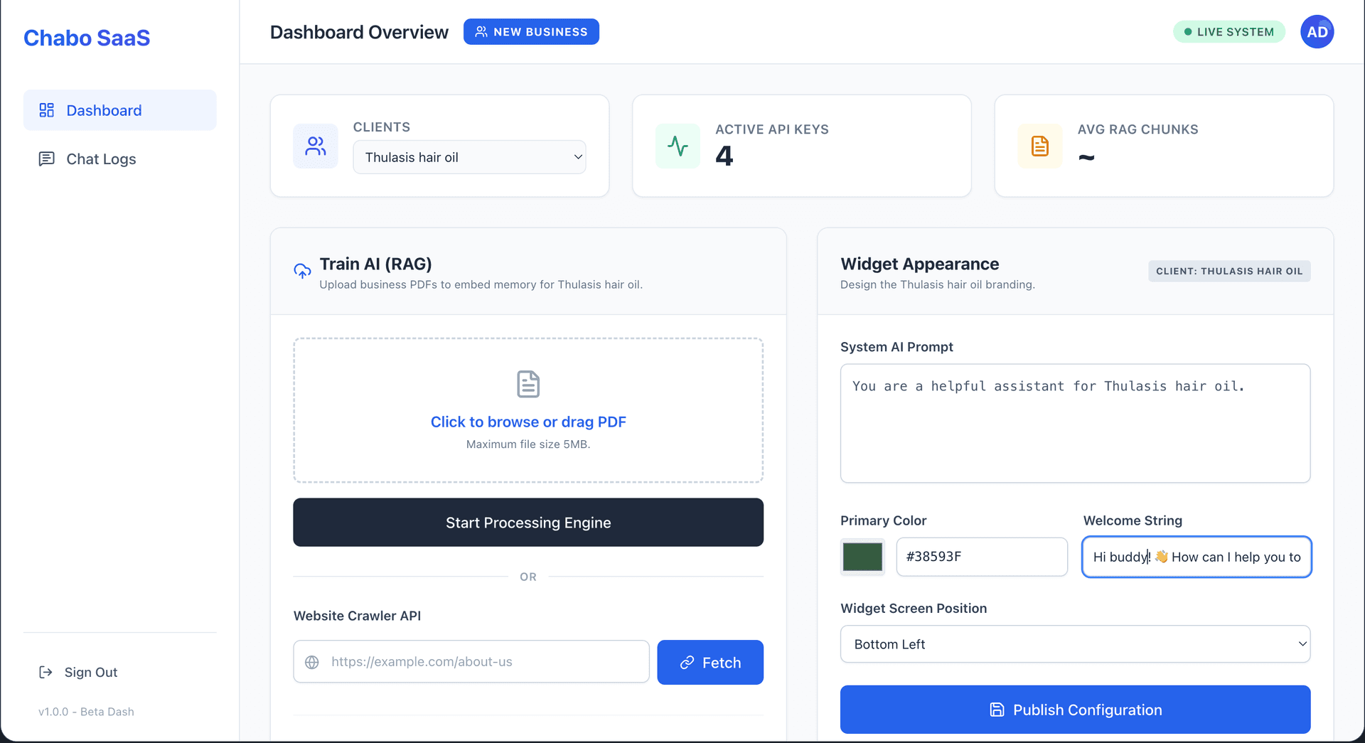 Chabo SaaS Dashboard